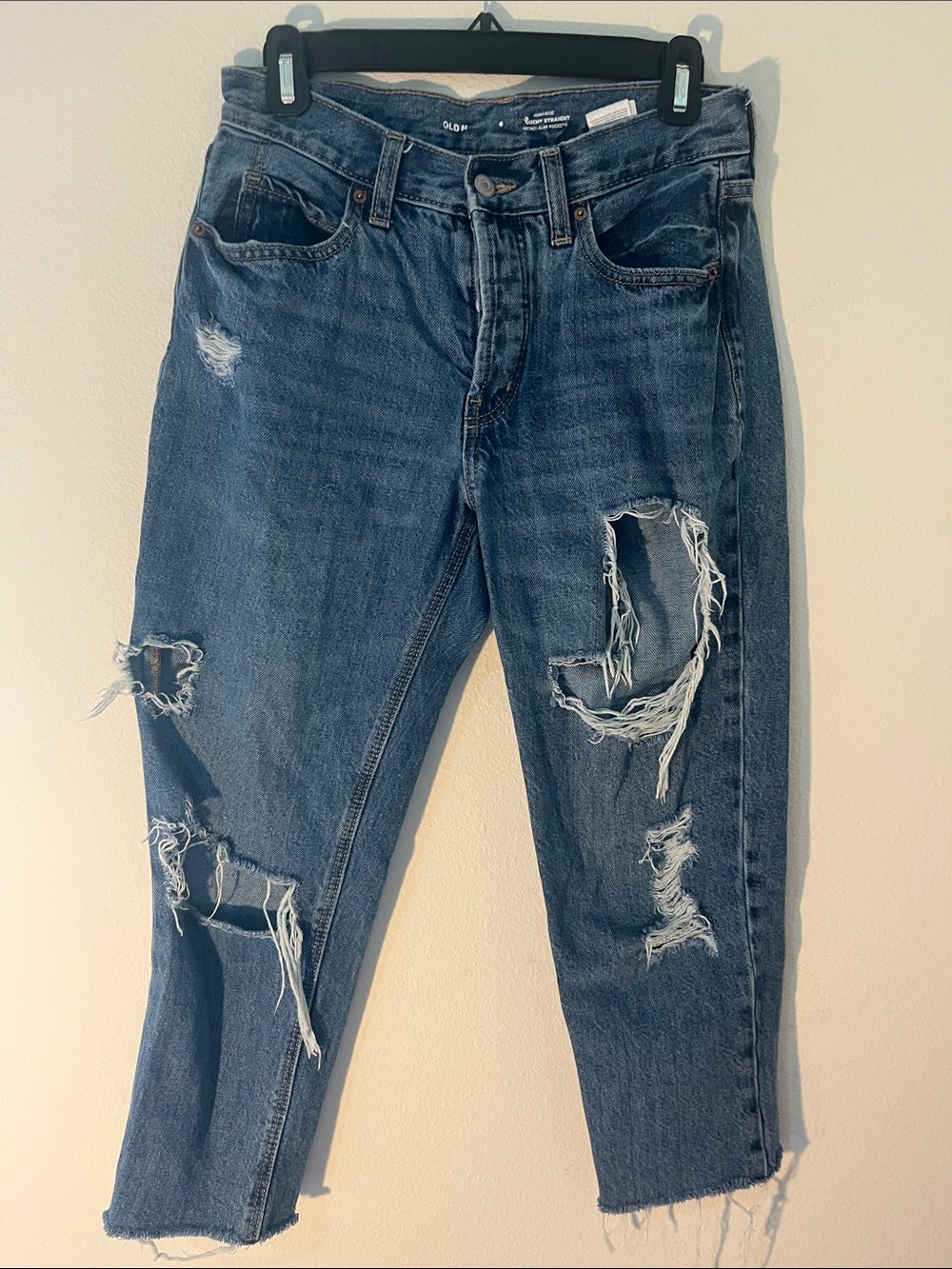 Old Navy Distressed Dark Blue Denim Jeans